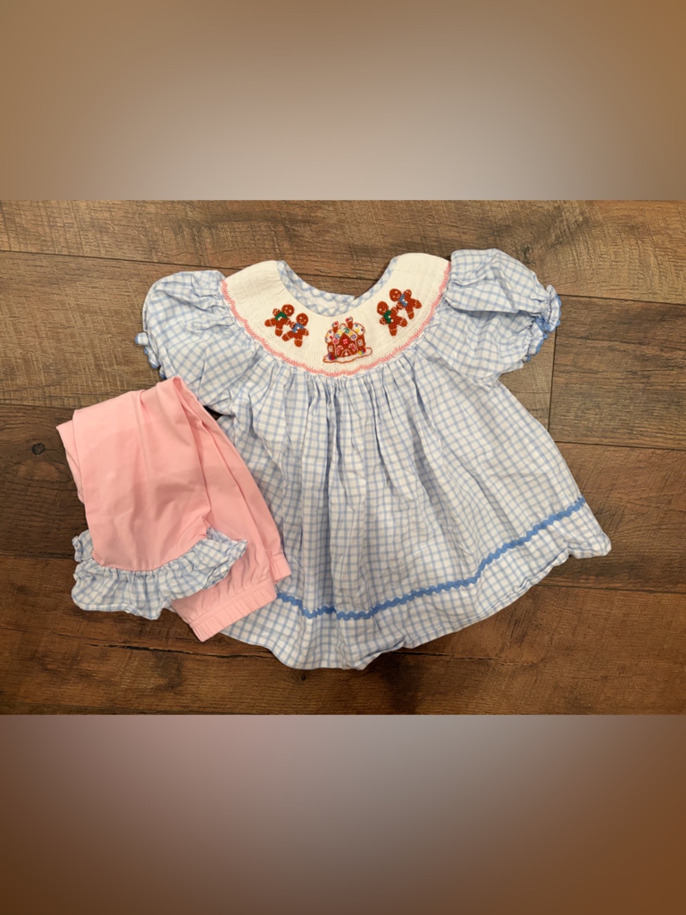 Smocked gingerbread pant set